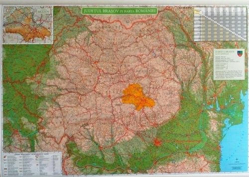 Harta județului Brașov pe harta României