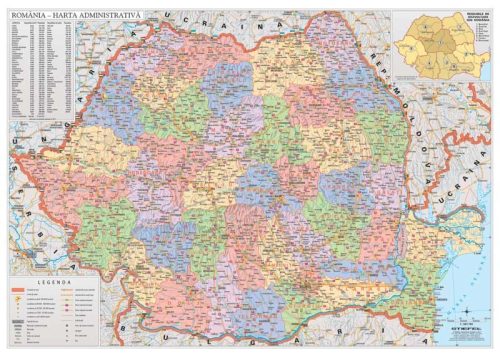 Harta de perete Romania Administrativa 122x88 cm sipca plastic