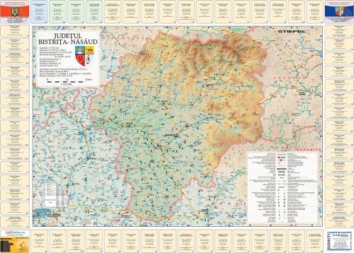 Harta județului Bistrița-Năsăud cu primării 