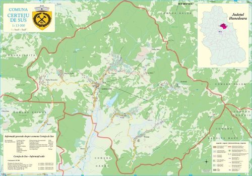 Harta Comunei Certeju de Sus HD - șipci de lemn