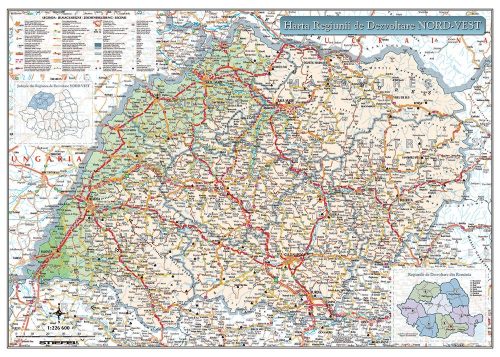 Harta Regiunii Nord-Vest din România 