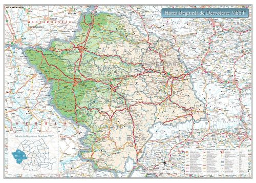Harta Regiunii Vest din Romania 