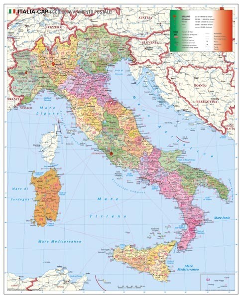 Harta Italia Coduri Postale 100x130 Cm Stiefel Romania