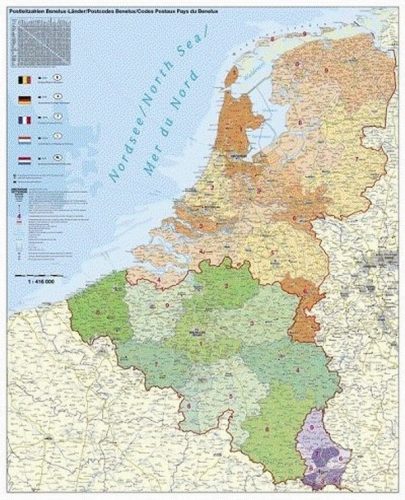 Harta Statelor Benelux cu coduri poștale