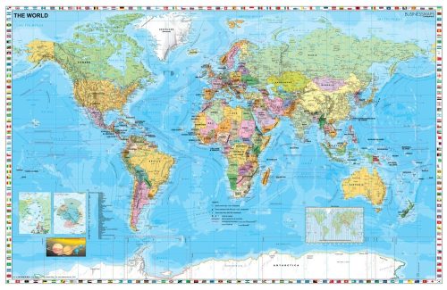 Hartă de perete Statele Lumii cu steaguri (în mai multe dimensiuni)