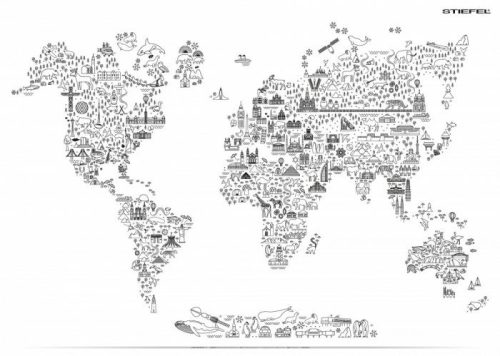 Harta de perete decorativă a Lumii cu rame de aluminiu