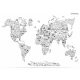 Harta de perete decorativă a Lumii cu rame de aluminiu