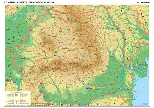 Hartă de perete România Fizico-Geografică