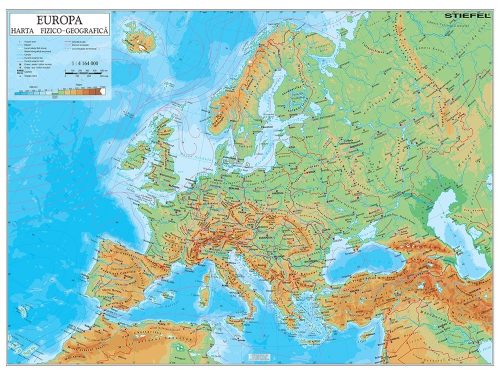 Hartă de perete Europa Fizico-Geografică
