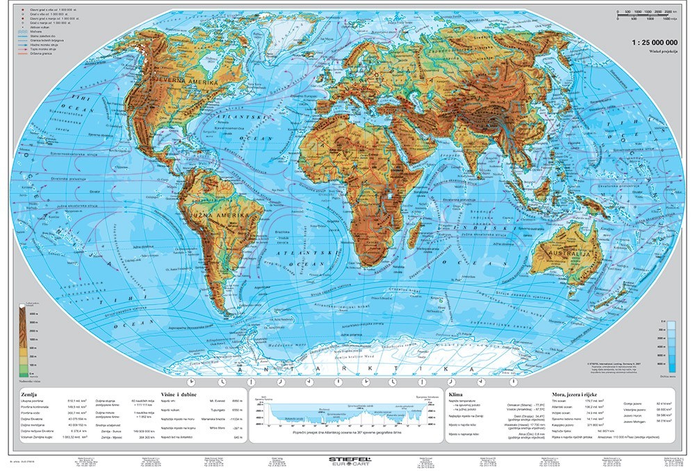 Harta De Perete Politica Si Fizica A Lumii 160x120 Cm Stiefel