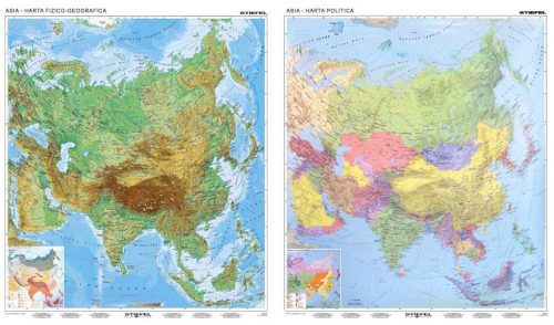 Hartă de perete Asia fizico-geografică/politică