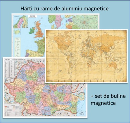 Pachet Hărți cu rame aluminiu magnetice